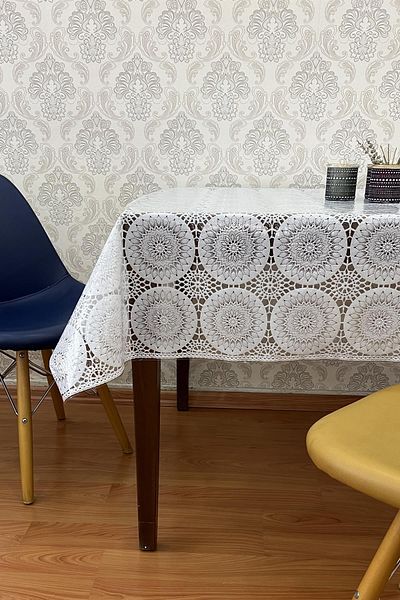 Pimula home Față de masă PVC cu model din frânghie acoperită transparent dantelă 1032-d