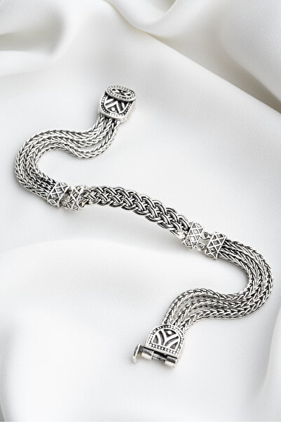 Silvano Jewelry 925 Ayar Gümüş Erkek Örgü Bileklik