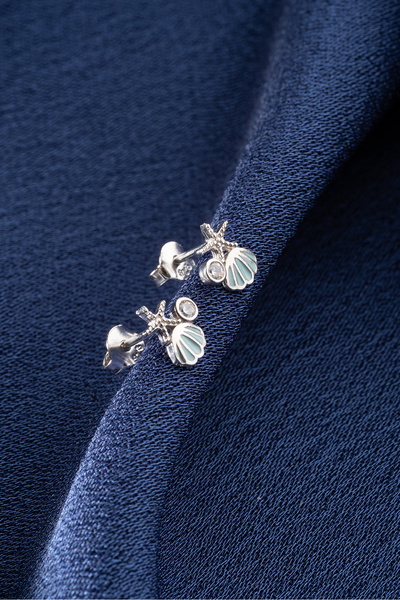 MIDDLEMIST 925 Ayar Gümüş Minimal Çivili Deniz Kabuğu Küpe