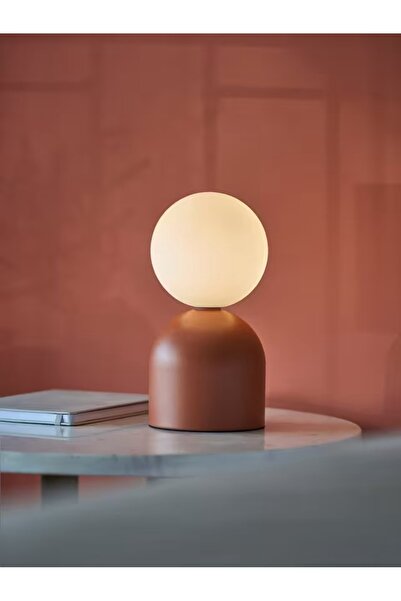 ASR Kızıl Kahve Küre Abajur Başucu Masa Üstü  Aydınlatma Gece Lambası 1 Adet ...
