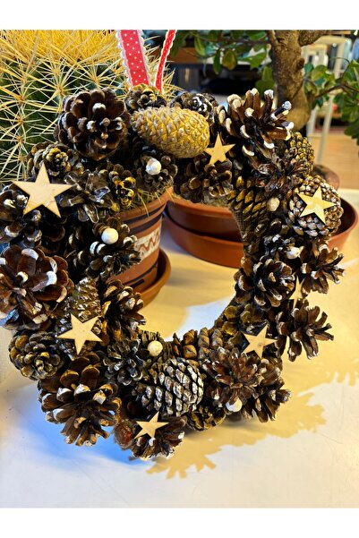 Marrone Ornament pentru ușă de Anul Nou Steaua Con Decor pentru ușă de Anul Nou