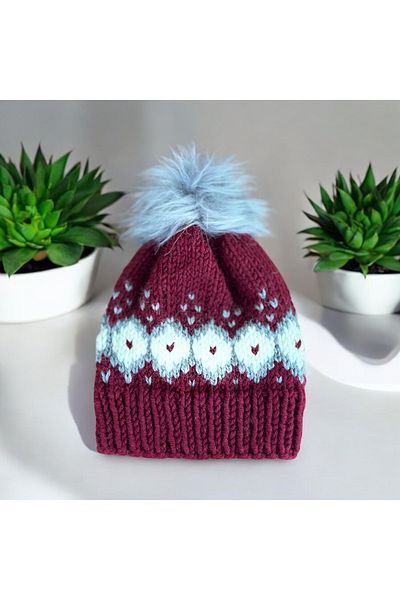 Baykuşca Burgundy, Gray, Cream Personalized Wool Beret - Gift for Lover, New Year's Gift