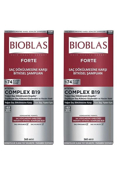 Bioblas Forte Herbal Shampoo proti intenzivnímu vypadávání vlasů 360 ml 2 kusy