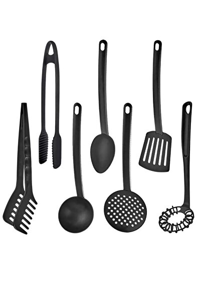 Tanemce 7-Piece Teflon Coating Serving Set - Fireproof and Non-Stick Scoop, Colander, Spatula and Spoon Plastic