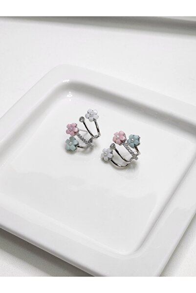 FASHİON JEWELRY ÇELİK MİNİK RENKLİ ÇİÇEKLİ KÜPE