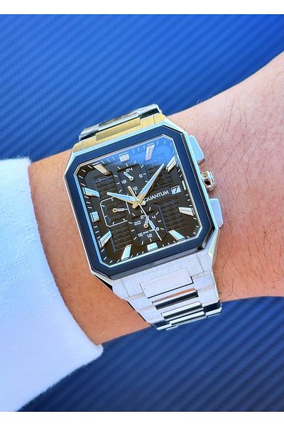 Quantum Pwg1174.350 Square Case Steel Band Men's Wrist Watch