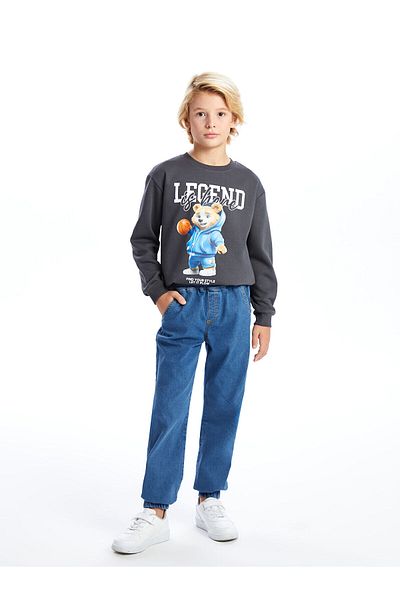 LC Waikiki Pantaloni Jogger Jean pentru băiat cu talie elastică