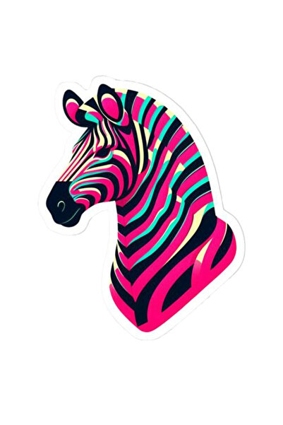 MegaSticker ملصق بنمط حمار وحشي وردي - مقاس 13 × 9 سم للسيارة، والدراجة النار...