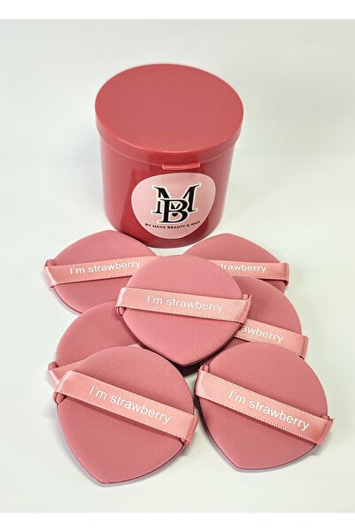 Piraye Shop 7 Adet Kutulu Üçgen Toz ve Likit Ürün Uygulama Makyaj Süngeri Strawberry