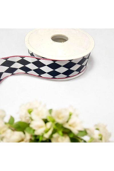 BukiroAtelier 2 Meters Checkerboard Patterned Grosgrain Ribbon - 3cm