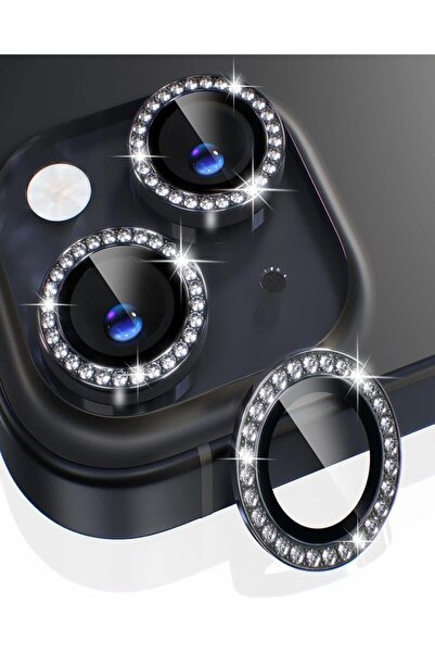 KILIF HOUSE Iphone 15 - 15 Plus Uyumlu Parlak Taşlı Kamera Lens Koruyucu