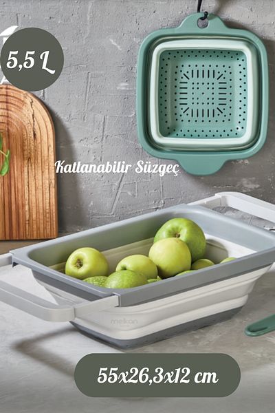Melkan Home 5.5 L Large Size Collapsible Silicone Strainer - Accordion Sink Top