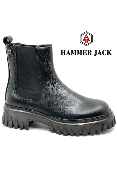 Hammer Jack Pieron-25 Μαύρες γυναικείες μπότες από γνήσιο δέρμα - 102-24735-z-25