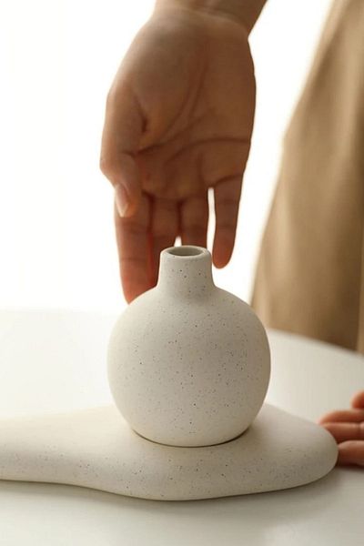 pamircandles Bohemian Patterned Sand Vase Set - Creative Aromatherapy Accessory, Concrete Center Table