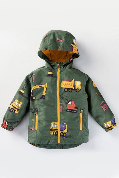 MDM Scoop Patterned Zippered Cotton Lined Hooded Pocket Baby Girl Boy Raincoat Coat Overalls Children