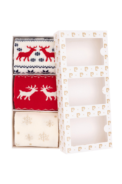 Pierre Cardin Kadın Kutulu Kırmızı 3'lü Yılbaşı Çorabı 50301633-VR030