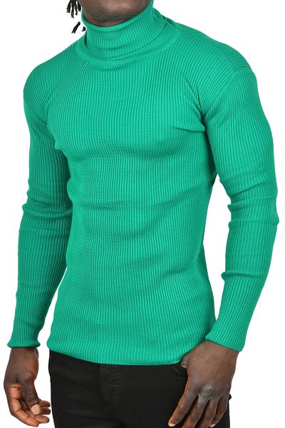 DeepSEA Pulover pentru bărbați, verde, subțire, cu gât plin, tricotat, fără puf 2505498