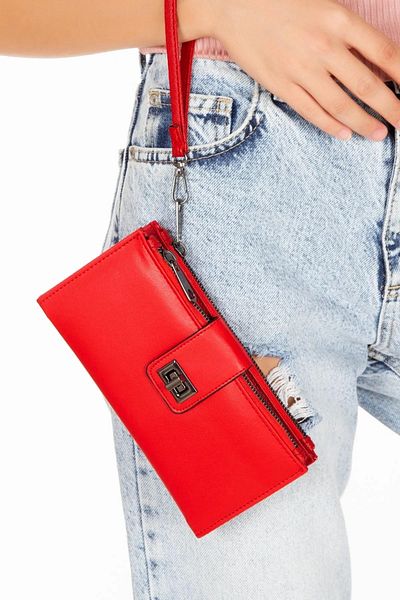 Newish Polo Hand Strap Clip Zippered Soft Faux Leather Women's Portfolio Wallet-Large Size