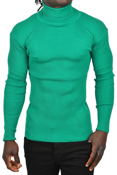 DeepSEA Pulover pentru bărbați, verde, subțire, cu gât plin, tricotat, fără puf 2505498