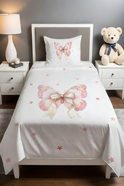 EVPANYA Starry Bow Detailed Butterfly Patterned Single Baby Child Pique Set