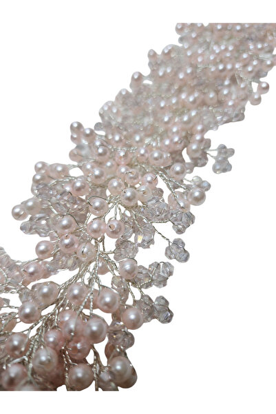 ARBABAG&ACCESSORY Bridal (Bride) after Party White Pearled Crystal Stone Hair Accessory