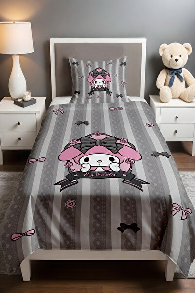 EVPANYA Gray My Melody Lace Embroidered Patterned Single Baby Kids Pique Set