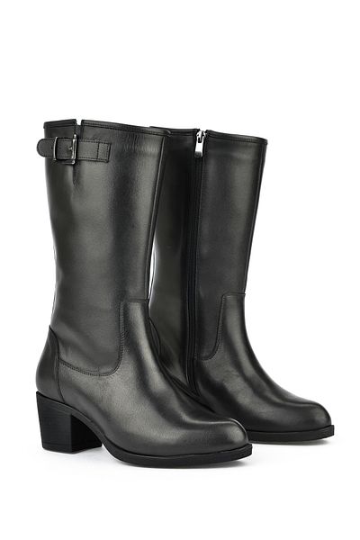 Ziya Γυναικείες μπότες από γνήσιο δέρμα - 14319Z88082 Μαύρο