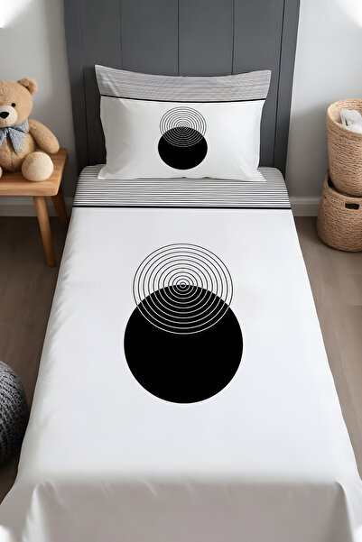 EVPANYA Bohem Yuvarlak Çizgili Desenli Yatak Örtüsü ve Yastık Kılıfı