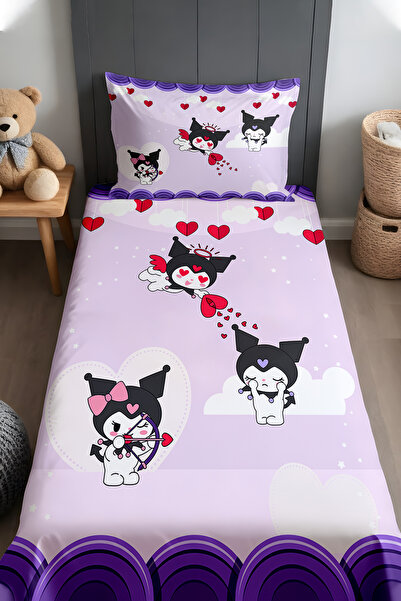 EVPANYA Mor Melek Kuromileri Desenli Yatak Örtüsü ve Yastık Kılıfı