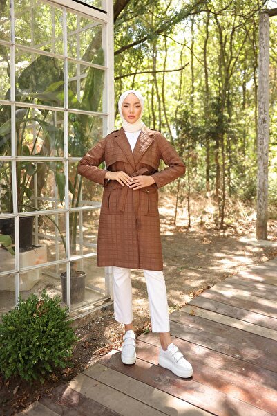 Bwest Double Breasted Collar Pocket Waist Laced Trench Coat - (38-46) - 71211...