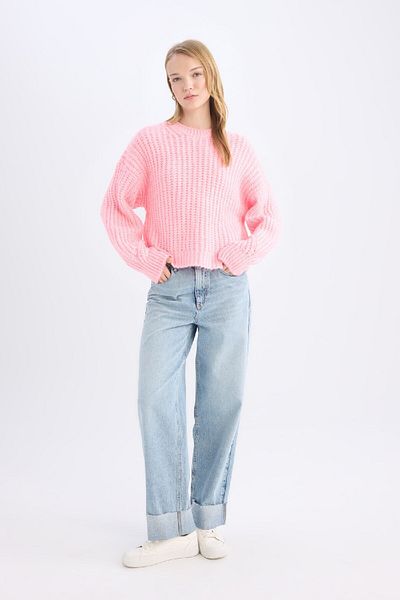 DeFacto Pulover Coool Oversize Wide Fit Crew Deck Tricot V1811az24cw