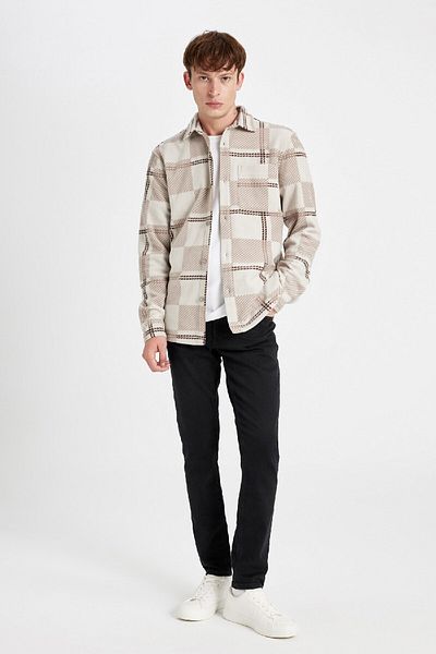 DeFacto Langarmshirt aus kariertem Fleece mit normaler Passform V2767AZ24WN