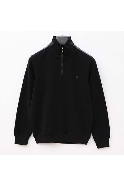 Dio Rise Men's Long Sleeve Semi Zip Sweat - Pps-4205 - Black