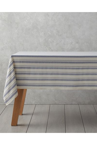English Home Fata de masa din Bumbac Parallel 140x200 cm Crem - Albastru