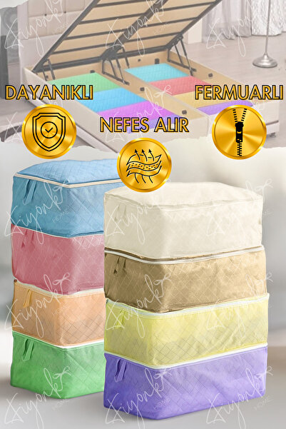Fiyonk Home BAZA ALTI MEGA HURÇ SETİ 100x50x40CM Yorgan, Yastık ve Kıyafet Saklama, Dayanıklı Depolama Çantası