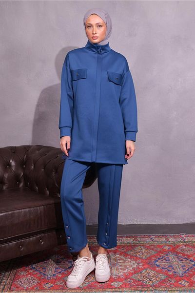 TRENDTESETTÜR Γυναικείο σετ παντελονιών κατάδυσης Navy Blue Indigo - T 8954