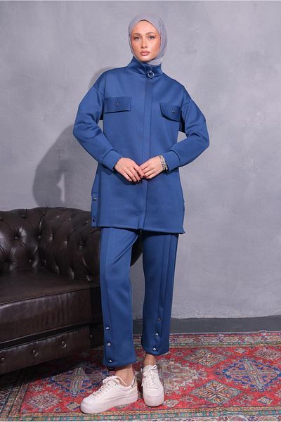 TRENDTESETTÜR Γυναικείο σετ παντελονιών κατάδυσης Navy Blue Indigo - T 8954