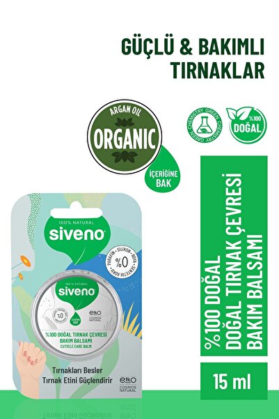 Siveno %100 Doğal Tırnak Çevresi Bakım Balsamı Organik Argan Yağlı Bitkisel Onarıcı Krem Vegan 15 Ml