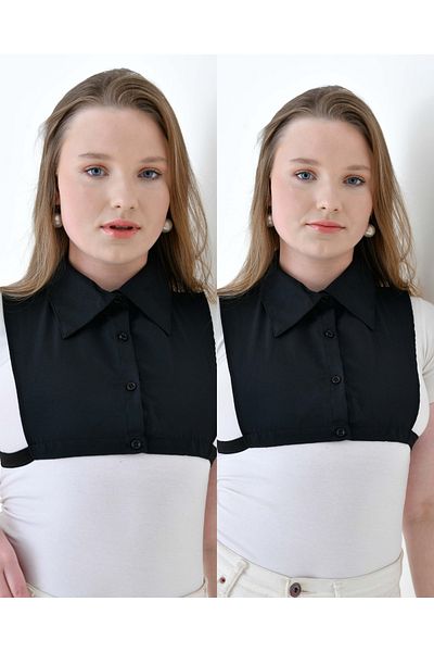 mirach Plus Size 2 Pack - Αμάνικο Crop πουκάμισο με ελαστικό λαιμό και βαμβακερό γιακά με χαμηλό κούρεμα