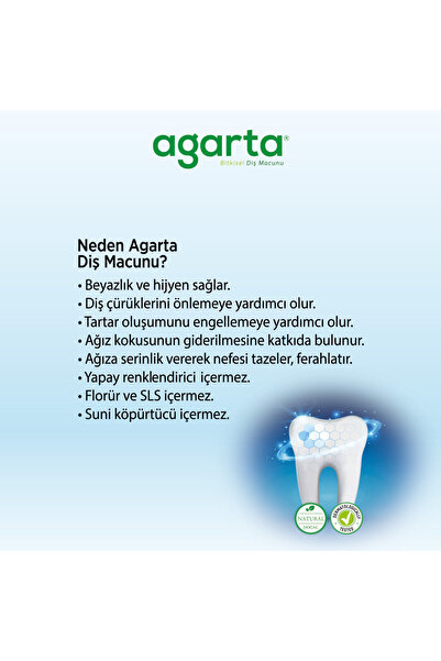 Agarta 3 Adet Doğal Florürsüz Bitki Özlü Diş Macunu 100 ml