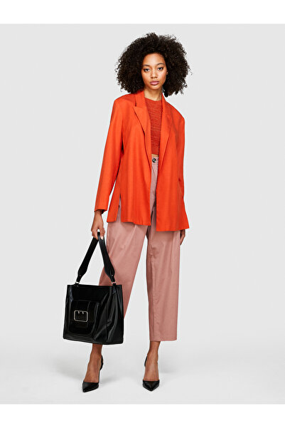 Sisley Γυναικείο παλτό μπλέιζερ από λιοξέλα σε πορτοκαλί χρώμα