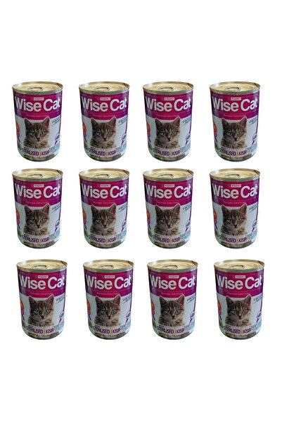 Wise Cat Kısırlaştırılmış Somonlu Yetişkin Kedi Konserve Maması 400 gr 12 Adet
