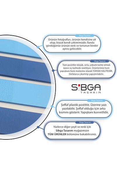 sibga tasarım Transparent Colored Post-It Note Paper - 200 Sheets Bookmark Sticker