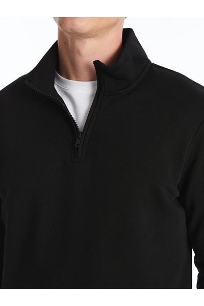LC Waikiki Lcwaikiki Classic Black Stand Collar Long Sleeve Men's Thick Sweatshirt