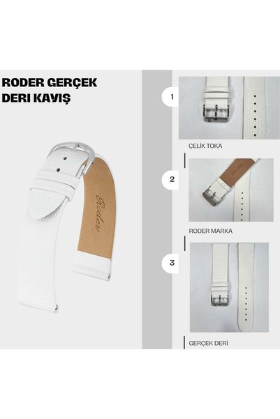 RODER R4157 Leather Strap - White - 20mm