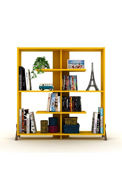 Home Canvas Made In Turkey Kipp Modern Book Shelve Living Room Furniture Book Shelf - Yellow, bookcase