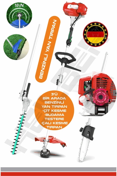 HEİLBER ALMAN RED 25HP/H BENZİNLİ YAN TİPİ OT ÇALI TIRPANI ÇİM BİÇME MAKİNESİ...