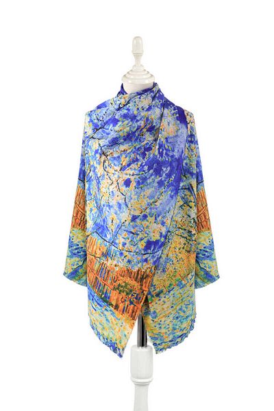 Bursa İpek Saks Peach Tree Pattern Winter Shawl