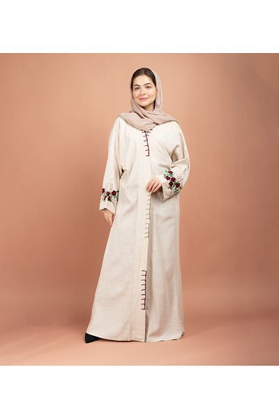 IKKXA Floral Handwork Lenin Emirati Abaya AIK5060