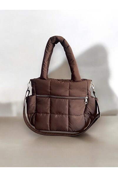 Nuggita Geantă de umăr maro Speciale Quadrato Puffer Bag pentru femei